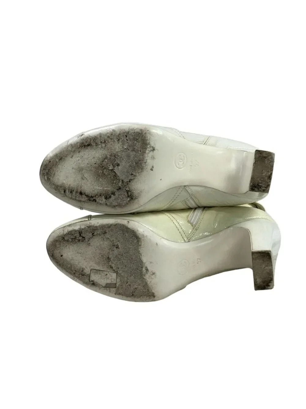 Chanel Short Boots 37 White Ribbon Leather